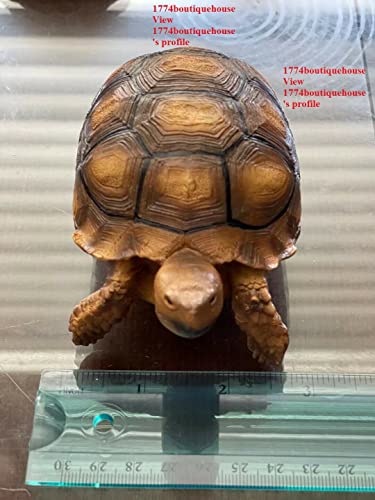 Lifelike Very Cute Sulcata Tortoise Statue Reptile Resin Figure Decor 5.5 inch