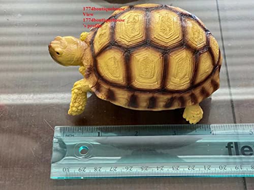 Lifelike Cute Albino Sulcata Tortoise Statue Reptile Resin Figure Decor 3.25"